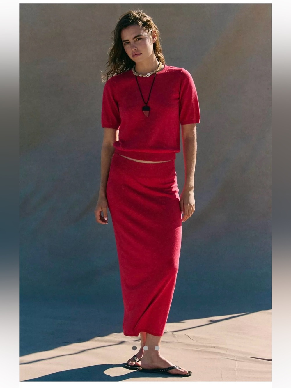 NEW Free People FP Beach Isabella Sweat Skirt Set Co-ord Size S Cherry
